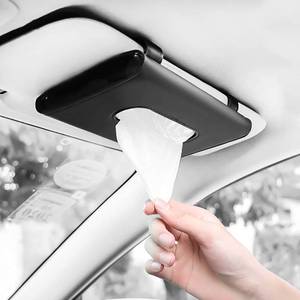 lot 33470 image: Fredysu Car Visor Tissue Holder, Sun Visor Napkin Holder Backseat Tissue Case, Premium Car Tissue Box for car, Vehicle (Black) - Retail $10