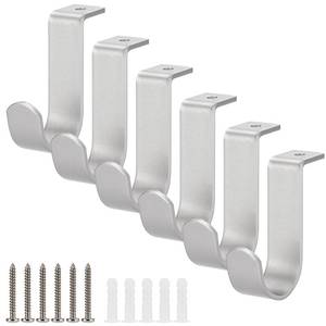 lot 33476 image: Sumnacon Ceiling Curtain Rod Brackets Set of 6 Metal Curtain Rod Bracket for Ceiling Curtain Rod Holder for 1 Inch Rod Sturdy Silver Ceiling Mount Curtain Rod Hooks for Bedroom Living Room - Retail $14