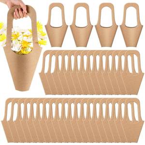 lot 33481 image: Gilprop Kraft Paper Flowers Gift Bags with Handle Flowers Bouquet Holder for Wedding, Valentines Day Decoration, Florist Shop (Medium,Brown) - Retail $52