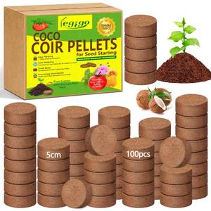 lot 45391 image: Legigo 100 Pcs 50mm Coco Coir Pellets Seed Starter Soil Mix- Organic Coconut Coir Potting Soil Pods for Seedling, Coco Peat Soil Discs for Indoor & Outdoor Plants Bonsai Herbs Vegetables and Flowers - Retail $28