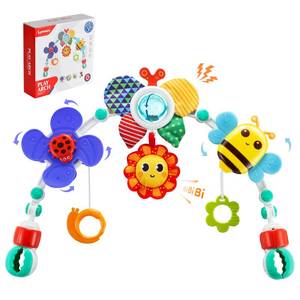 lot 45397 image: Lynncare Adjustable Arch Bassinet Toys for Infant & Toddlers, Stroller Arch, Baby Crib Toys with Fascinating Hanging for Stimulating Babys Senses and Developing Motor Skills - Retail $15