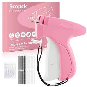 lot 45399 image: Stitch Gun for Clothes - Handheld Stitch Gun Quick Clothing Fixer - Tagging Gun - Includes 6 Needle, 1000 Black Fasteners & 1000 White Fasteners - Retail $20