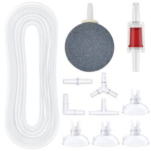 lot 45410 image: Pawfly 7 Feet Airline Tubing Standard Aquarium Air Pump Accessories with Air Stones, Check Valves, Suction Cups and Connectors - Retail $6