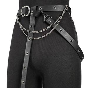 lot 45431 image: HiiFeuer Medieval DIY Faux Leather Metal Chain Belt, Vintage Adjustable Thin Belt For Women, Retro Skinny Belt For Dresses (Black B) - Retail $16