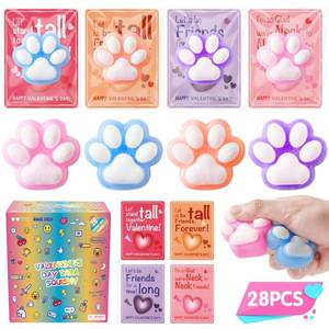 lot 45434 image: 28 Packs Fidget Toys Stress Ball Set Taba Squishy Cat Paw Squeeze Toys, Squishy Fidget Toy, Kawaii Squishies Sensory Toys, Classroom Exchange Gift for Kids, Valentines Party Favors - Retail $30