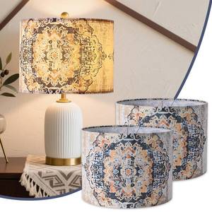 lot 45440 image: PEESIN Fabric Round Drum Lamp Shades, 13x13x10in Moroccan Trellis Lamp Shades, Boho Lampshade Fit Spider and Uno, Farmhouse Lamp Shades Set of 2 for floor lamps, Rustic Lamp Shade for Table Lamps - Retail $40