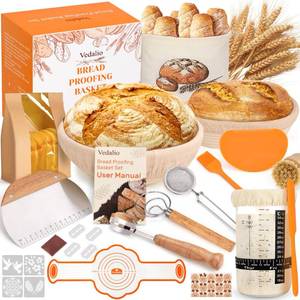 lot 45447 image: Sourdough Bread Baking Supplies, Sourdough Starter Kit, Bread Proofing Basket, Bread Making Tools Kit, Sour Dough Kit Tools, Sourdough Proofing Basket, Sourdough Kit Gifts for Bakers Women Wife Mom - Retail $38