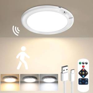 lot 45449 image: Gotopceed Rechargeable Motion Sensor Ceiling Light with Remote - Magnetic Wireless Ceiling Light Battery Powered for Closet Shower Stairs Shed Hallway ect - Retail $22