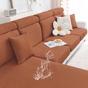 lot 45452 image: Smiry Waterproof Couch Cushion Covers, Stretch Jacquard Thick Sofa Cushion Covers, Washable Seat Slipcover Elastic Furniture Protector for Pets, Kid (2PC, Rust) - Retail $27