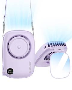 lot 45456 image: Gaiatop Mini Neck Fan, Rechargeable Handheld Desk Use, LED Power Display 3 Speed 360°Rotate Mirror for Lash Makeup, Cute Camera Design Small Portable USB Fans Personal Cooling Travel Essentials - Retail $10