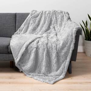 lot 45460 image: PAVILIA Light Grey Fluffy Faux Fur Throw Blanket, 50x60 - Retail $20