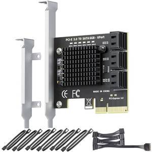 lot 45461 image: SATA Expansion Card (PCIe 3.0 x4 to 6Gbps SATA Card), Compatible with WindowsMacLinuxNAS - Retail $39