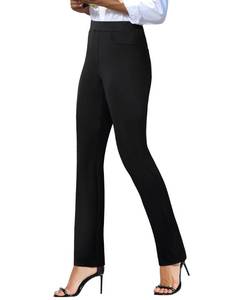 lot 45467 image: Keriffe Womens Stretchy Yoga Dress Pants High Waisted Straight Leg Casual Work Business Office Slacks 4 Pockets Black - Retail $20