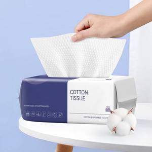 lot 45472 image: Disposable Face Towel, 100 Count Face Towels for Washing Soft Cotton Dry Wipes Facial Cloths Towelettes for Washing and Drying, Facial Tissue for Cleansing, Skincare and Makeup Remover - Retail $9
