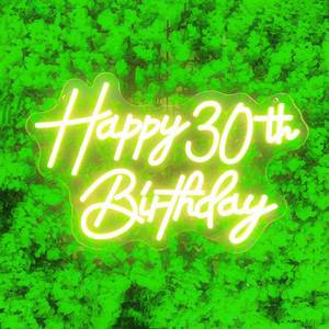 lot 61815 image: Happy 30th Birthday Neon Sign For Birthday Party16.510.5 Neon Happy Birthday Led Neon Light For Party Backdrop Wall Decor With Dimmable Switch Birthday Light Up Sign Birthday Gift - Retail $33