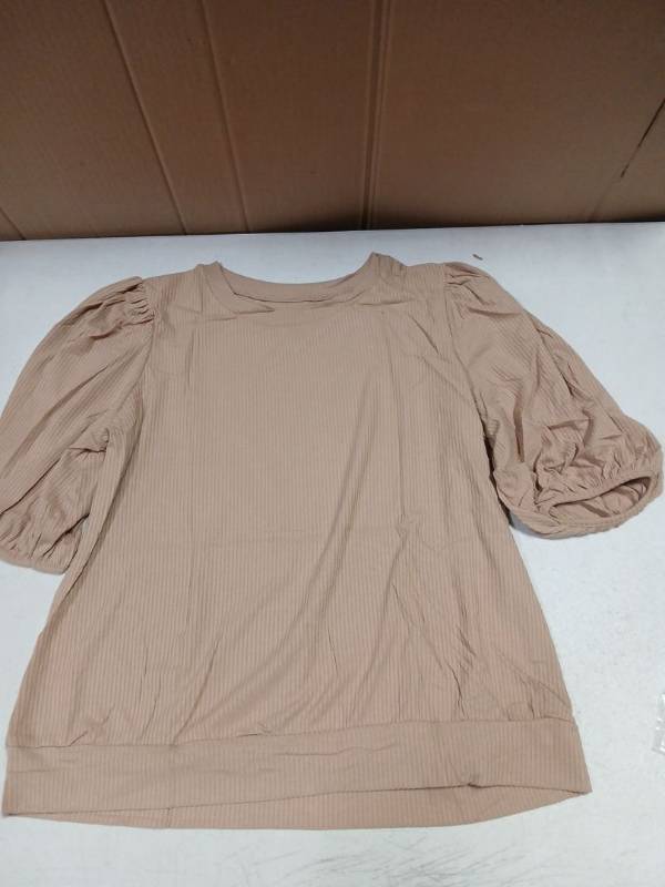 lot 27585 image: Shewin Womens Puff Sleeve Blouse Khaki XL
