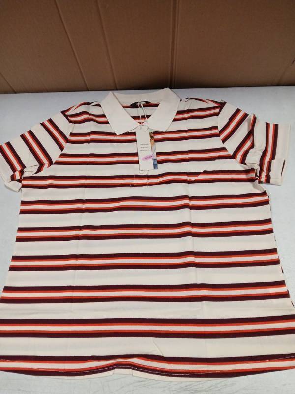 lot 27591 image: Dokotoo Womens Polo Shirt Red Stripes XL
