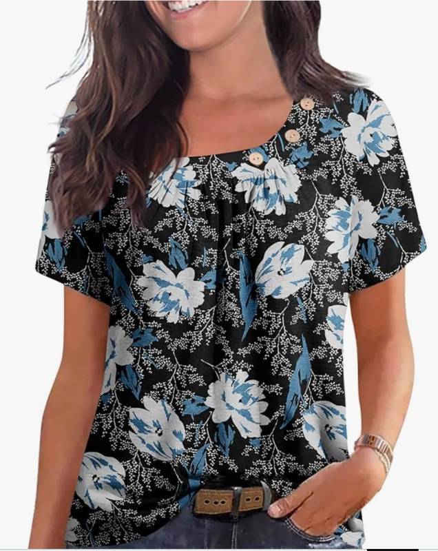 lot 35101 image: Floral Button Front Blouse with Flutter Sleeves Size Small