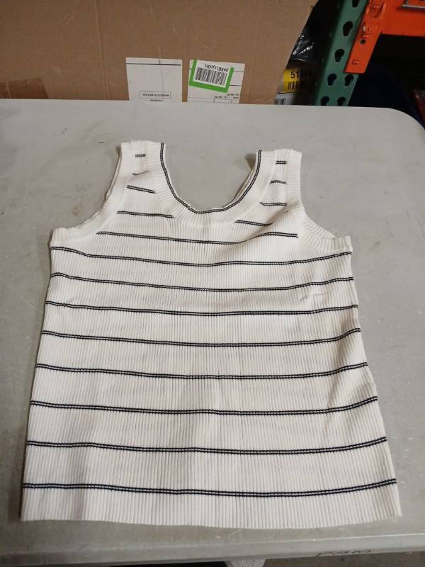 lot 52099 image: White Ribbed Tank Top with Black Stripes-XL