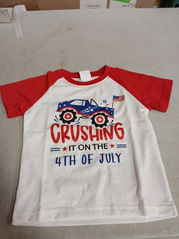 lot 52129 image: 4th of July Monster Truck Kids Raglan T-Shirt-3T
