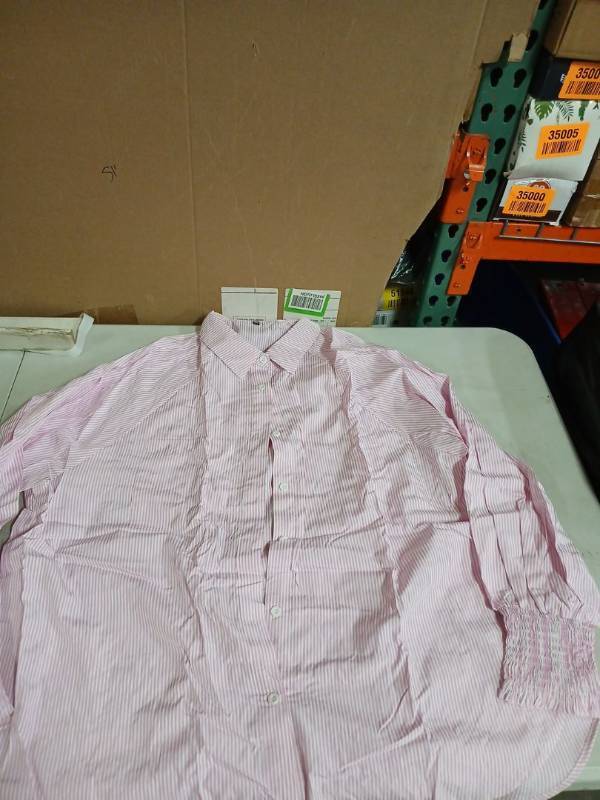 lot 52132 image: Pink and White Striped Button Down Shirt-3XL