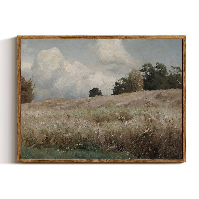 lot 41516 image: InSimSea Framed Canvas Wall Art Vintage Decor, Landscape Paintings Wall Decorations for Living Room, Retro Wall Art for Bedroom Office Decor, Grassland Classical Painting Prints Room Decor, 12x16 - Retail $20