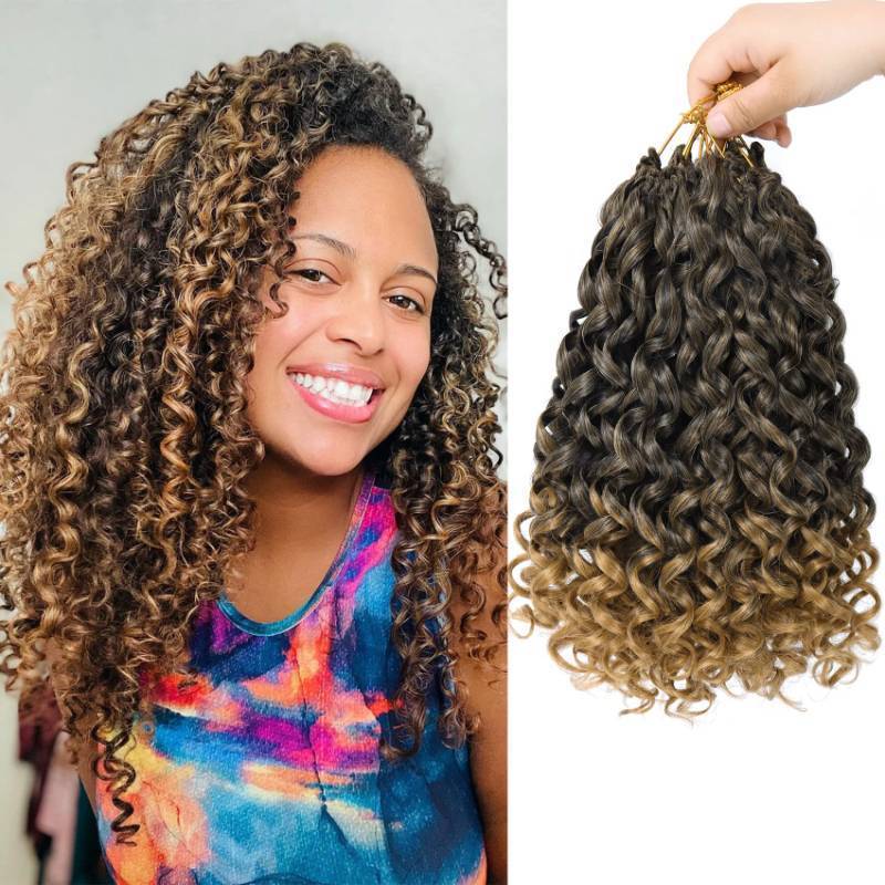 lot 33356 image: 7 Packs GoGo Curl Crochet Hair 12 Inch Short Curly Crochet Hair for Women Beach Curl Water Wave Deep Twist Crochet Braids Synthetic Braiding Hair Extensions (12 Inch, T1B27) - Retail $29