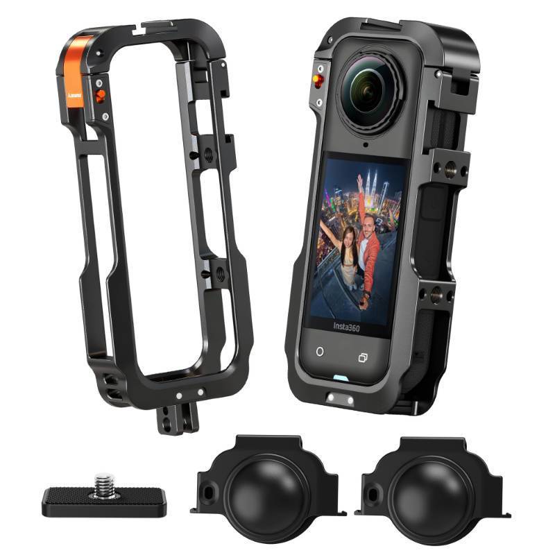 lot 33382 image: AMAZEAR Metal Protective Case for Insta360 X5 Accessories, Insta 360 X5 Multifunction Utility Frame Aluminum Cage with Quick-Release Base Plate, Various Expansion Mounts - Retail $30