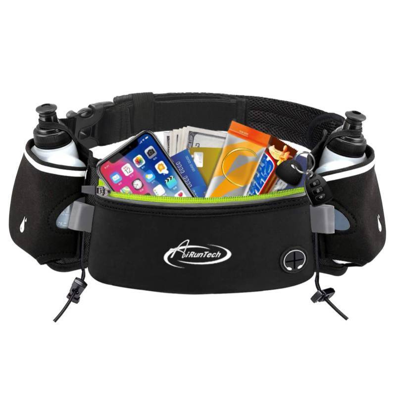 lot 58248 image: AiRunTech Hydration Running Belt with Water Bottle,Running Fanny Pack for Phone and Wallet Holder,Running Bag Runners Essentials Accessories Marathon Triathlon Walking Jogging Gear Gift - Retail $17