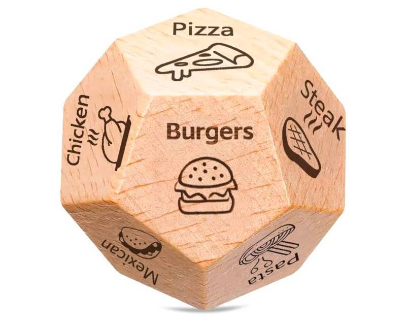 lot 32944 image: Wooden Food Decision Dice - Retail $12