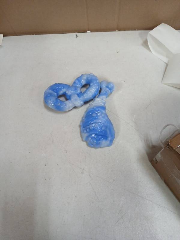 lot 22606 image: WinTour Tough Dog Toys for Aggressive Chewers 2 Pack, Durable Dog Chew Toys for Aggressive Chewers, Indestructible Dog Toy for Medium and Large Dogs to Keep Them Busy, Bacon Flavor, Blue - Retail $12