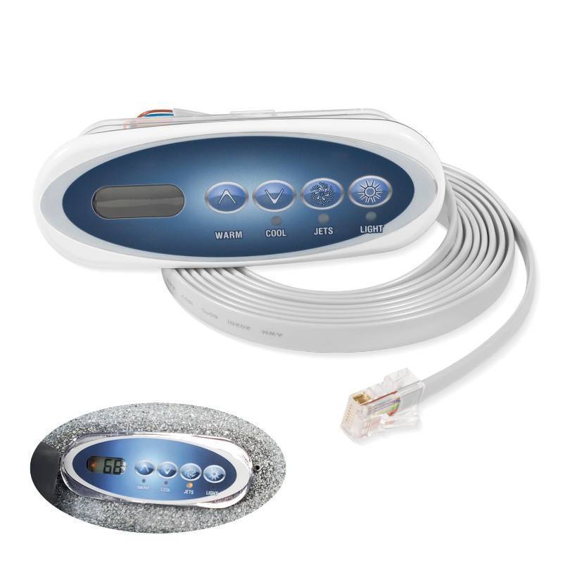 lot 45954 image: Usvehj 53238 Topside Control Panel Replace for Balboa 53238, 4-Button Hot Tub Control Panel VL200, for Mini Oval Heat Jacket (7ft. Cord) - Retail $129