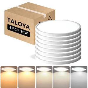 lot 5003 image: TALOYA 8 Pack 12 Inch Flush Mount LED Ceiling Light Fixture, White Sleek Ceiling Lamps for Kitchen Living Room Laundry, 3000K3500K4000K5000K6500K CCT Selectable, Easy to Install and Ultra Slim - Retail $110