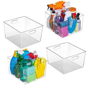 lot 5004 image: ClearSpace Clear Plastic Storage Bins XL 4 Pack Perfect for Kitchen,Fridge, Pantry Organization, Cabinet Organizers - Retail $43