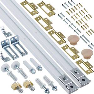 lot 5006 image: Bifold Door Hardware Kit, 2-Pack 24-Inch Bi-fold Closet Door Track Kit Bifold Closet Door Hardware Kit Folding Door Hardware Repair Replacement Tool Kit - Retail $35