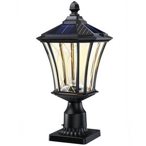 lot 5013 image: 19.6 Solar Post Lights, Dusk to Dawn Outdoor Post Lights Solar Lamp Post Light, Black Pole Lights Outdoor with Pier Mount Base, Waterproof Outdoor Lamp Post for Yard FrontDoor Pathway Garage, 1 Pack - Retail $85