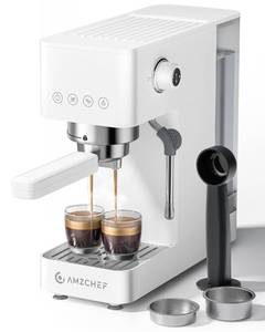 lot 5032 image: AMZCHEF Espresso Machine 20 Bar, Compact Espresso Maker with Steam Milk Frother, Coffee Maker with 50oz Removable Water Tank for Home, Coffee Machine for Cappuccino, Latte, Americano, 1350W - Retail $96