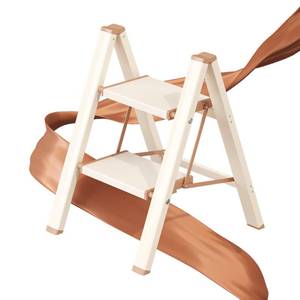 lot 5033 image: GameGem 2 Step Ladder, Folding Step Stool with Wider Pedal, Anti-Slip Feet & Non Slip Stripes, Aluminum Sturdy Material, 300Lbs Capacity, Elegant Look of Cream Chocolate Better Matches Your Home - Retail $50