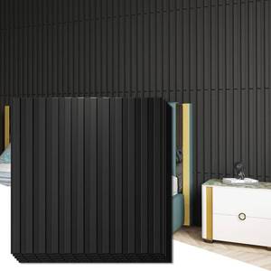 lot 5034 image: Art3d Slat Wall Panel, 3D Fluted Textured Panel 12-Tile 19.7 x 19.7in. - Cover 32 Sq.Ft., Black - Retail $50
