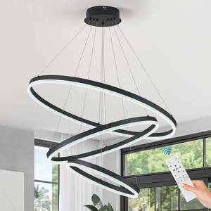 lot 5036 image: Sparklelf 3-Rings Modern LED Chandelier Black, Dimmable Pendant Lighting with Remote Control Circular Flush Mount High Ceiling Light for Living Room Dining Room Foyer - Retail $180