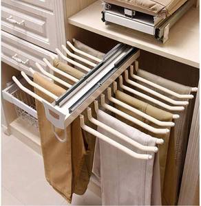 lot 5039 image: tonchean Pull Out Pants Rack 18 Arms Steel Pull Out Trousers Rack for Closet Hanger Bar Clothes Organizers for Space Saving and Storage 17.9(L) x 23.5(W) x 5.7(H) inch, Black - Retail $95