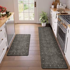 lot 5040 image: KIMODE Kitchen Mat for Floor Cushioned Anti Fatigue, 20x7120x32 Farmhouse Kitchen Rugs Sets of 2, Non Slip Waterproof Kitchen Floor Mat, Standing Mat for Sink Laundry Office Desk GreenGrey - Retail $78