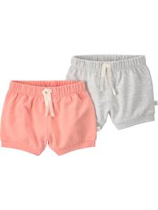 lot 4024 image: Little Planet by Carters Girl 2-Pack Shorts Made with Organic Cotton, Heather Grey, Tropics Coral, 24M - Retail $16
