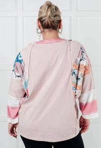 lot 4045 image: Floral Color Block Patchwork Long Sleeve Top Size Medium - Retail $25