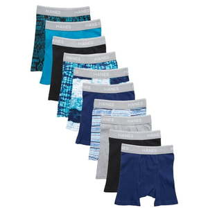 lot 4046 image: Hanes Boys 10pk Boxer Briefs - Assorted Blues (Colors May Vary) S - Retail $22