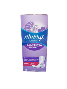 lot 4049 image: Always Daily Extra Protect Panty Liners Extra Long 29 Count&nbsp