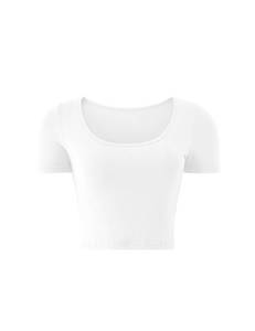 lot 4052 image: Plus Size Basic Crop Tops for Women Scoop Neck Sexy Tops for Teen Girls Womens Seamless Yoga Tank Workout Running Shirts (White,X-Large) - Retail $9
