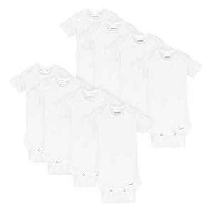 lot 4086 image: Gerber unisex baby 8-pack Short Sleeve Onesies Bodysuits and Toddler T Shirt Set, Solid White, 12 Months US - Retail $17