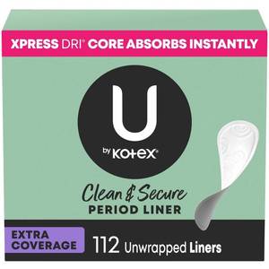 lot 4089 image: U by Kotex Clean &amp Secure Liner - Light Absorbency - Extra Coverage - 112ct&nbsp