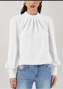 lot 4110 image: Womens Mock Neck Long Sleeve Blouse Medium  - Retail $15